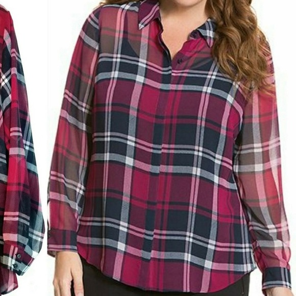 Lane Bryant Tops - Sheer Lane Bryant Flannel Blouse